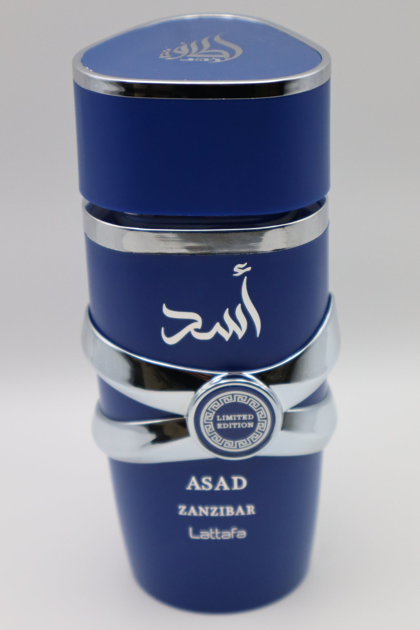 Blue perfume bottle for Asad Zanzibar Limited Edition