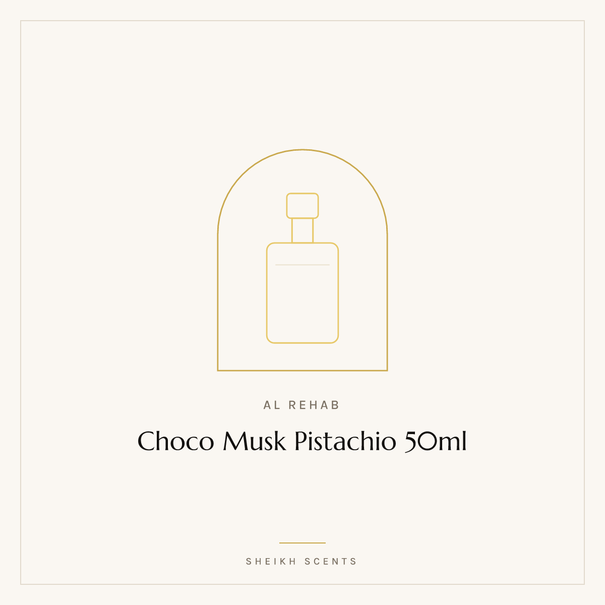 Placeholder card for Choco Musk Pistachio 50ml by Al Rehab. Product photograph coming soon.