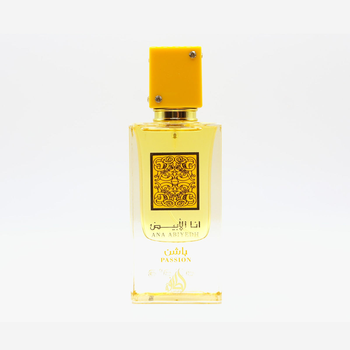 Lattafa Ana Abiyedh Passion bottle, photographed at the Sheikh Scents shop