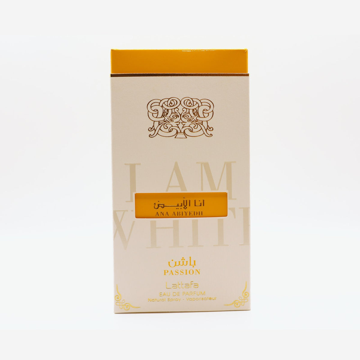 Lattafa Ana Abiyedh Passion box, photographed at the Sheikh Scents shop