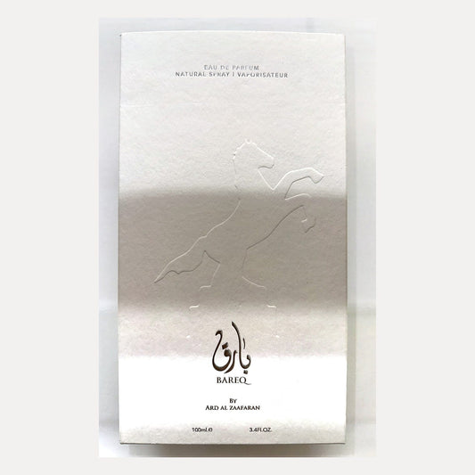 Ard Al Zaafaran Bareq box, photographed at the Sheikh Scents shop