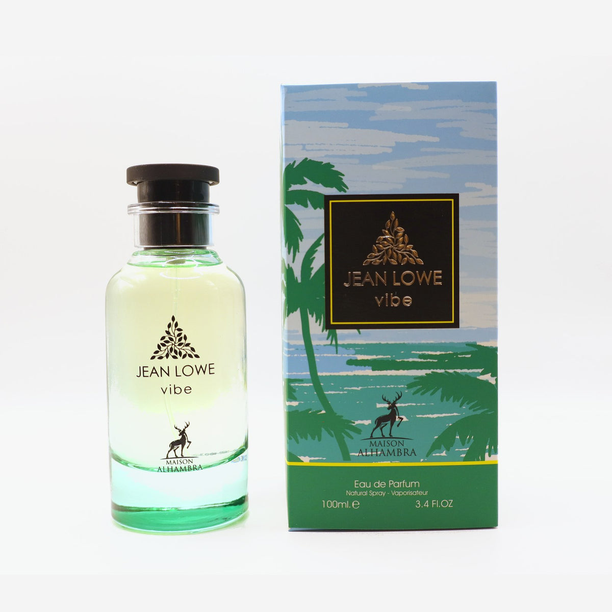 Maison Alhambra Jean Lowe Vibe bottle and box, photographed at the Sheikh Scents shop