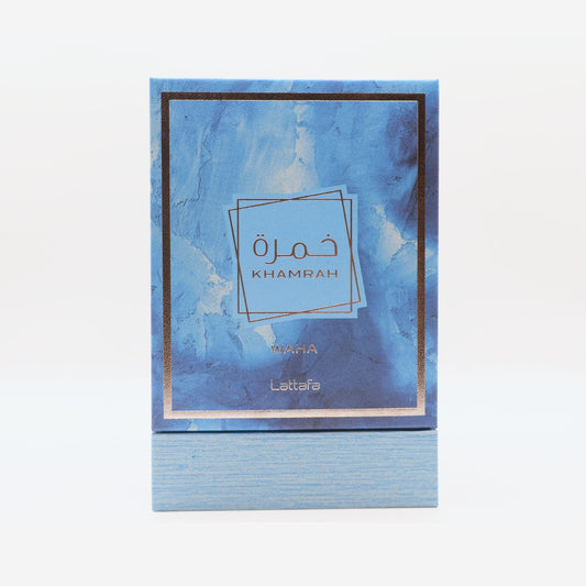 Lattafa Khamrah Waha box, photographed at the Sheikh Scents shop