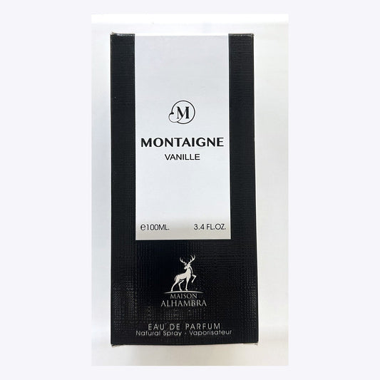 Maison Alhambra Montaigne Vanille box, photographed at the Sheikh Scents shop