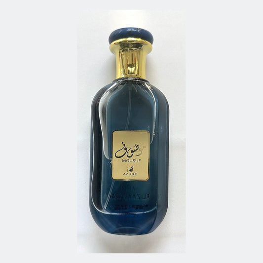 Ard Al Zaafaran Mousuf Azure bottle, photographed at the Sheikh Scents shop