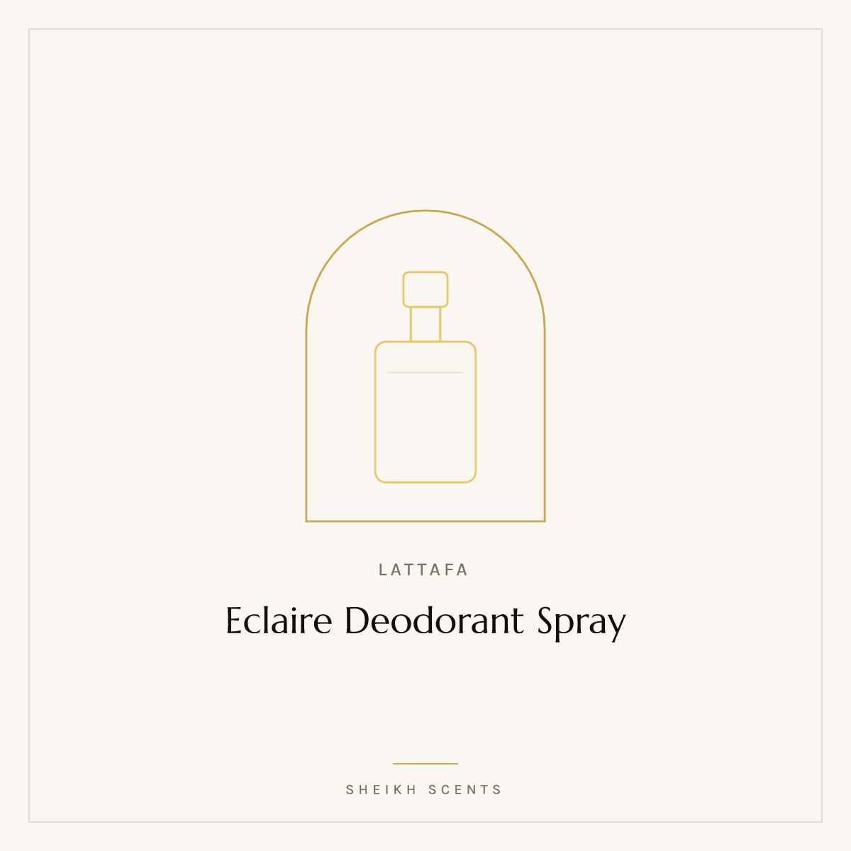 Placeholder card for Eclaire Deodorant Spray by Lattafa. Product photograph coming soon.