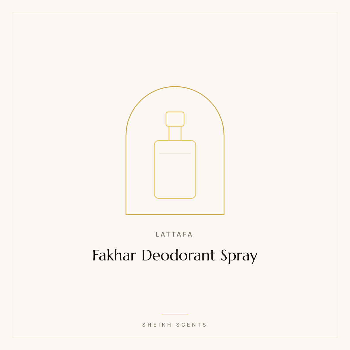 Placeholder card for Fakhar Deodorant Spray by Lattafa. Product photograph coming soon.