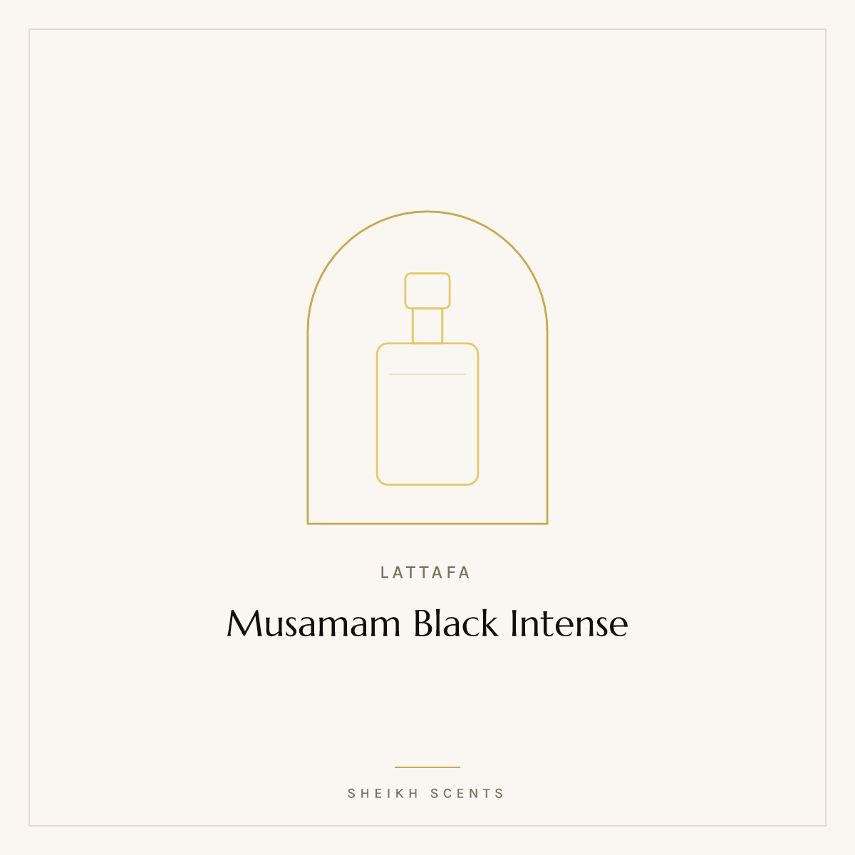 Placeholder card for Musamam Black Intense by Lattafa. Product photograph coming soon.