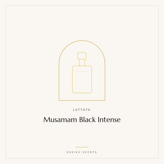 Placeholder card for Musamam Black Intense by Lattafa. Product photograph coming soon.